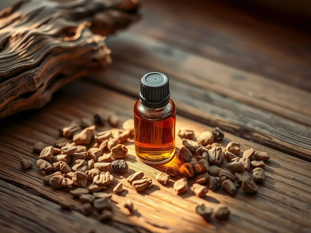 A close-up shot of the 'Oud Serenity' incense blend, showcasing the dark, rich color of the oud wood chips and resin. The image should convey a sense of luxury and tranquility, suitable for use on the Noor Essence website.