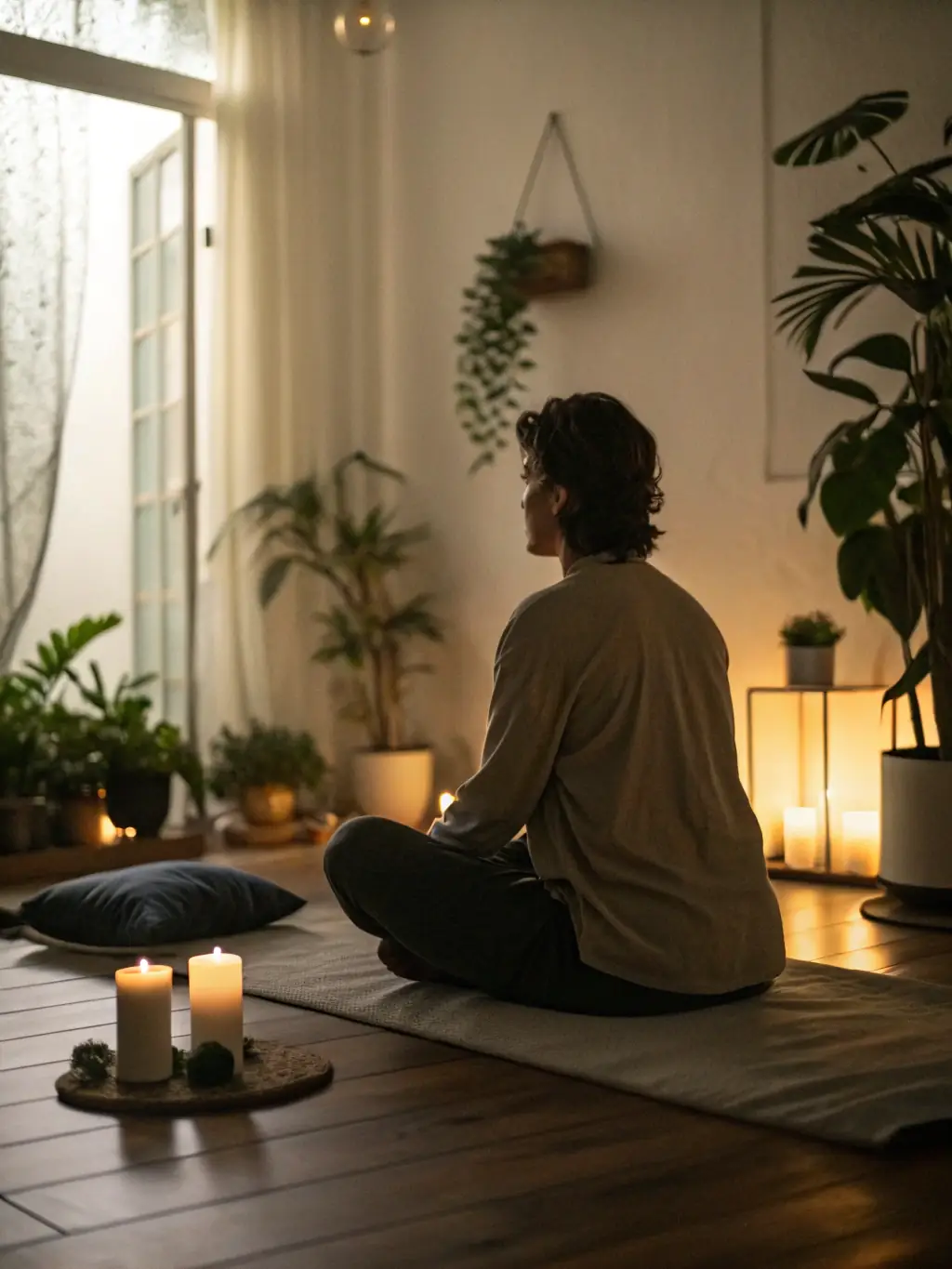 A person meditating peacefully with incense burning nearby, enhancing their focus and spiritual connection.